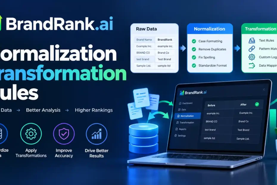 BrandRank.ai normalization transformation rules for data standardization, formatting, and data accuracy.